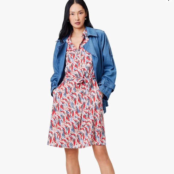 NIC + ZOE Coral Waves Live In Belted Shirt Dress Multicolor with Pockets XL NWT - Picture 2 of 14